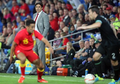 140813 - Wales v Republic of Ireland, Vauxhall International Friendly - Wales manager Chris Coleman looks on as the game progresses