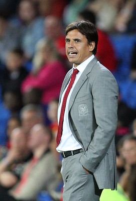 140813 - Wales v Republic of Ireland, Vauxhall International Friendly - Wales manager Chris Coleman looks on as the game progresses