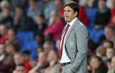 140813 - Wales v Republic of Ireland, Vauxhall International Friendly - Wales manager Chris Coleman looks on as the game progresses