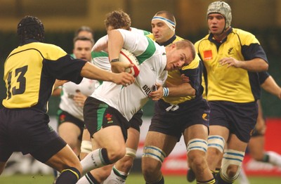 12.11.04 Wales v Romania   Wales Gethin Jenkins is tackled by Florin Tatu   