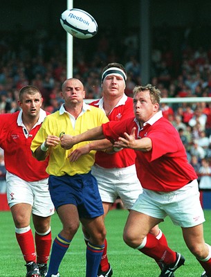 300897 - Wales v Romania - Barrie Williams follows up loose ball