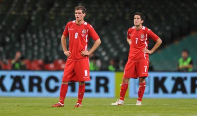 09.09.09 -  Wales v Russia - World Cup 2010 Qualifier Group Four - Aaron Ramsey of Wales looks dejected after a Russian goal. 
