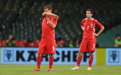 09.09.09 -  Wales v Russia - World Cup 2010 Qualifier Group Four - Aaron Ramsey of Wales looks dejected after a Russian goal. 