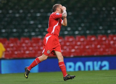 09.09.09 -  Wales v Russia - World Cup 2010 Qualifier Group Four - Craig Bellamy of Wales looks dejected after a missed chance at goal. 