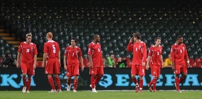 09.09.09 -  Wales v Russia - World Cup 2010 Qualifier Group Four - Wales players look dejected. 
