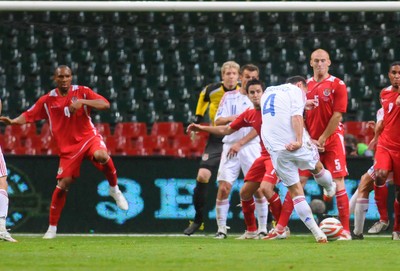 09.09.09 - World Cup Qualifying Group 4 Wales v Russia Russia's Sergei Ignashevich (4) scores goal from free kick 