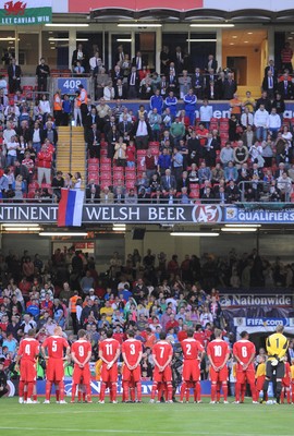 09.09.09 - World Cup Qualifying Group 4 Wales v Russia Wales team lines up for the National Anthem 