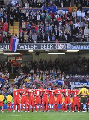 09.09.09 - World Cup Qualifying Group 4 Wales v Russia Wales team lines up for the National Anthem 