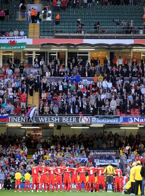 09.09.09 - World Cup Qualifying Group 4 Wales v Russia Wales team lines up for the National Anthem 