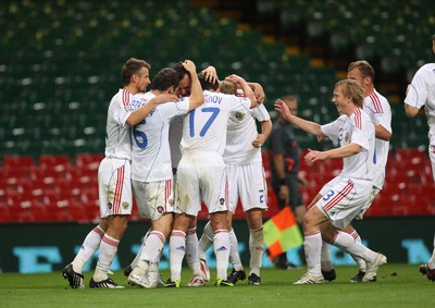 09.09.09 Wales v Russia...  Russian players celebrating after scoring second goal . 