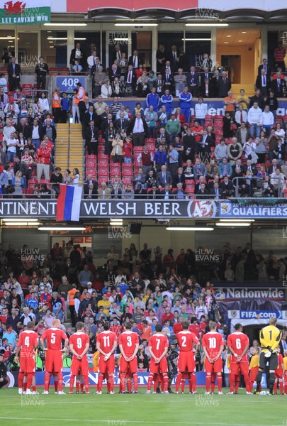 09.09.09 - World Cup Qualifying Group 4 Wales v Russia Wales team lines up for the National Anthem 