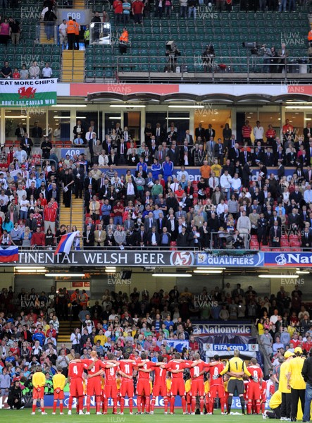 09.09.09 - World Cup Qualifying Group 4 Wales v Russia Wales team lines up for the National Anthem 