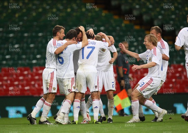 09.09.09 Wales v Russia...  Russian players celebrating after scoring second goal . 