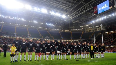 13.11.09 - Wales v Samoa - Invesco Perpetual Series 2009 - Wales line up for the national anthems. 