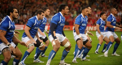 13.11.09 - Wales v Samoa - Invesco Perpetual Series 2009 - Samoa players perform the Manu Siva Tau. 