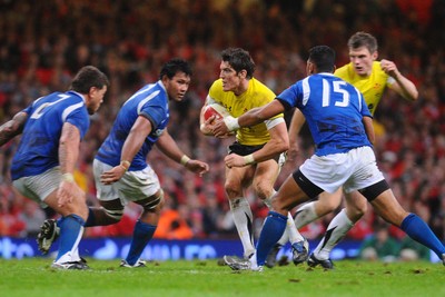 13.11.09 - Invesco Perpetual International Rugby, Wales v Samoa Wales' James Hook tries to get through 