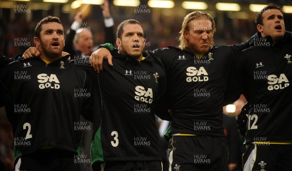 13.11.09 - Wales v Samoa - Invesco Perpetual Series 2009 - Huw Bennett, Paul James, Andy Powell and Jamie Roberts. 