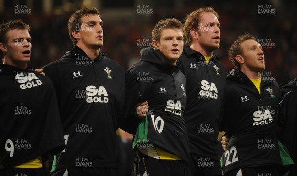 13.11.09 - Wales v Samoa - Invesco Perpetual Series 2009 - Dwayne Peel, Sam Warburton, Dan Biggar, Alun Wyn Jones and Morgan Stoddart. 