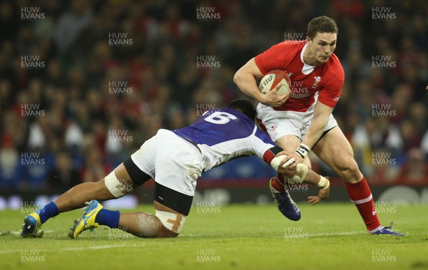 161112 - Wales v Samoa, Dove Men Series 2012 - Wales' George North takes on Samoa's Ofisa Treviranus 