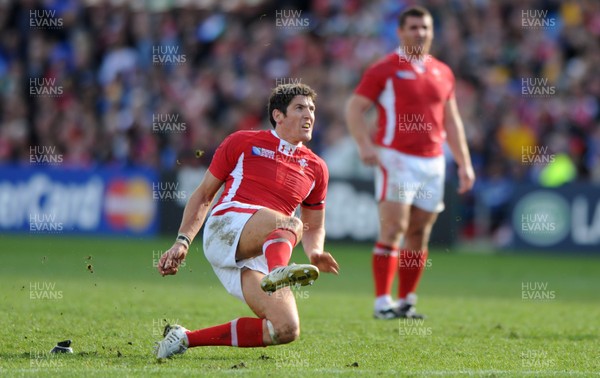 18.09.11 - Wales v Samoa - Rugby World Cup 2011 - James Hook of Wales kicks at goal. 