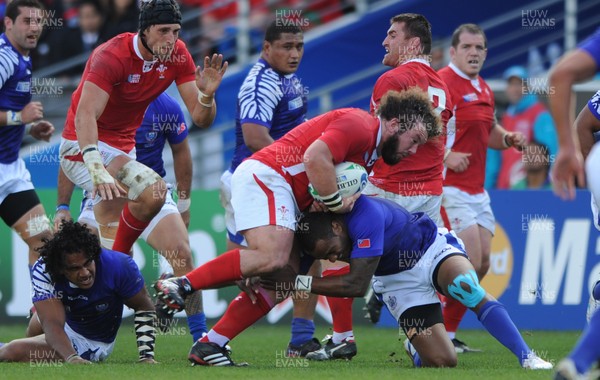 18.09.11 - Wales v Samoa - Rugby World Cup 2011 - Adam Jones of Wales charges through. 