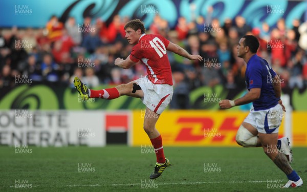 18.09.11 - Wales v Samoa - Rugby World Cup 2011 - Rhys Priestland of Wales kicks the ball out at the end of the game. 