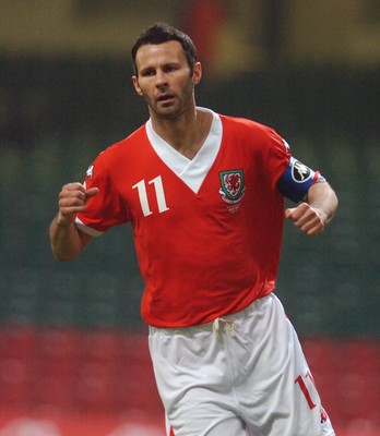 28.03.07 - Euro 2008 Qualifier Wales v San Marino Wales' Captain Ryan Giggs celebrates scoring an early goal 