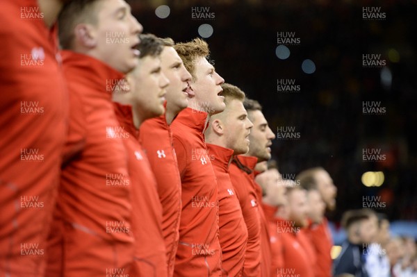 030218 - Wales v Scotland - NatWest 6 Nations 2018 - Rhys Patchell of Wales during the anthems