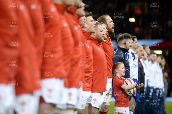 030218 - Wales v Scotland - NatWest 6 Nations 2018 - Alun Wyn Jones of Wales during the anthems