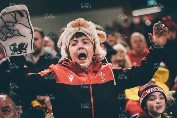 030224 - Wales v Scotland - Guinness Six Nations -  Fans react during the match 