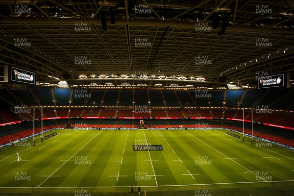 030224 - Wales v Scotland - Guinness Six Nations - General view inside Principality Stadium with the roof closed