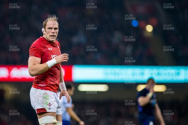 031118 - Wales v Scotland, Under Armour Series - Alun Wyn Jones of Wales looks on during the game 
