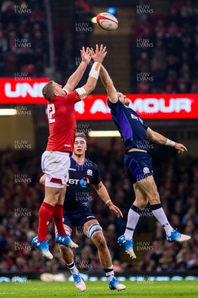 031118 - Wales v Scotland, Under Armour Series - Hadleigh Parkes of Wales jumps for the ball 
