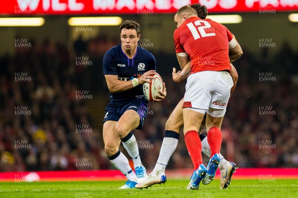 031118 - Wales v Scotland, Under Armour Series - Lee Jones of Scotland ( with ball ) in action 