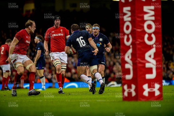 031118 - Wales v Scotland, Under Armour Series - Fraser Brown of Scotland takes the ball out