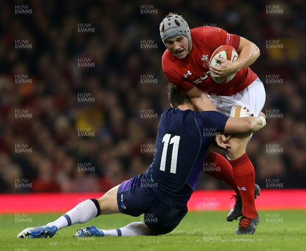 031118 - Wales v Scotland - Under Armour Series - Jonathan Davies of Wales is tackled by Lee Jones of Scotland