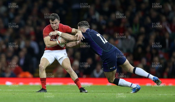 031118 - Wales v Scotland - Under Armour Series - Luke Morgan of Wales is tackled by Alex Dunbar of Scotland