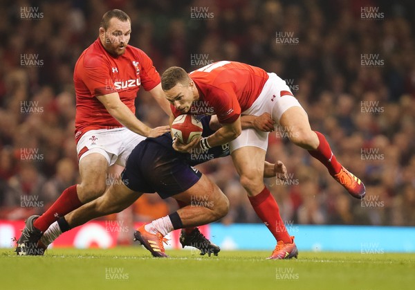 031118 - Wales v Scotland, Under Armour Series 2018 - George North of Wales takes on Stuart McInally of Scotland