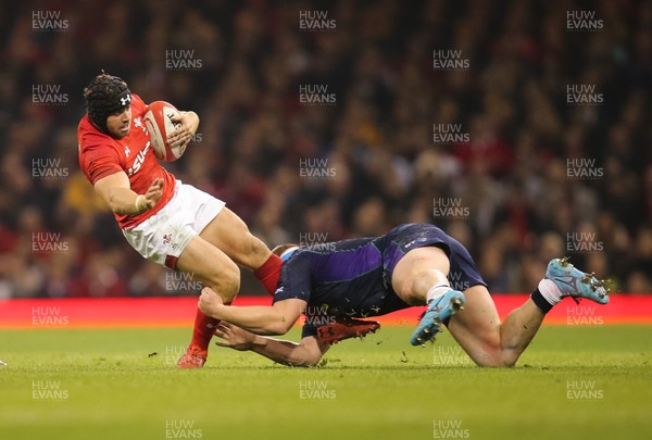 031118 - Wales v Scotland, Under Armour Series 2018 - Leigh Halfpenny of Wales is tackled by Willem Nel of Scotland
