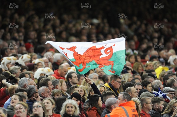 031118 - Wales v Scotland - Under Armour Series - Fans with Welsh flag