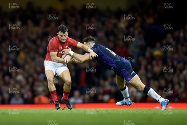 031118 - Wales v Scotland - Doddle Weir Cup -  Luke Morgan of Wales is tackled by Alex Dunbar of Scotland 