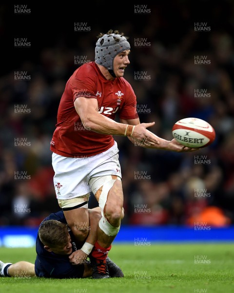 031118 - Wales v Scotland - Under Armour Series - Jonathan Davies of Wales is tackled by Huw Jones of Scotland