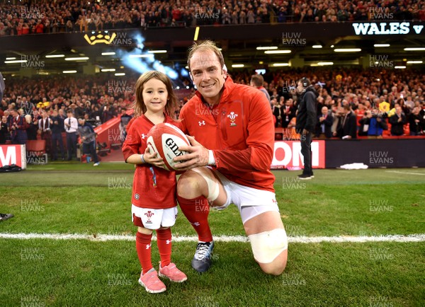 031118 - Wales v Scotland - Under Armour Series - Alun Wyn Jones of Wales leads out his side with mascot