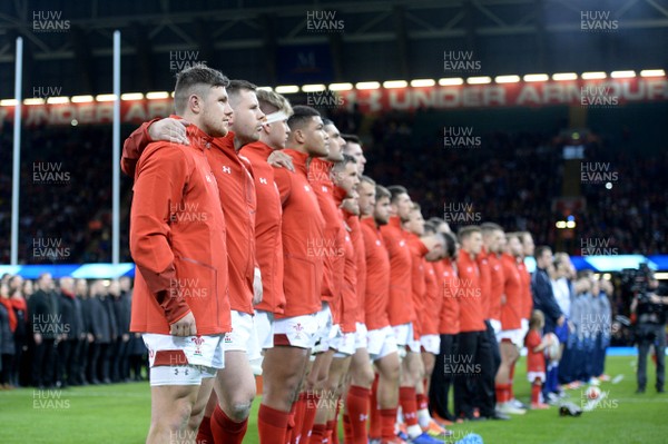 031118 - Wales v Scotland - Under Armour Series - Steff Evans during the anthems