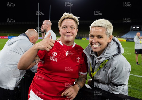091022 - Wales v Scotland, Women’s Rugby World Cup 2021 Pool A - Donna Rose of Wales with Hannah John, Team manager, at the end of the match