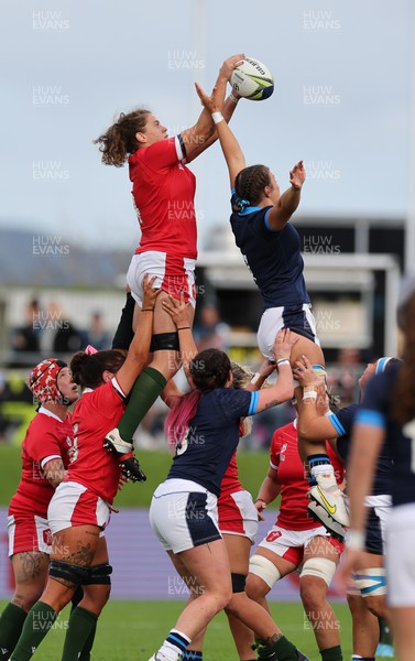 091022 - Wales v Scotland, Women’s Rugby World Cup 2021 Pool A - Natalia John of Wales wins the line out