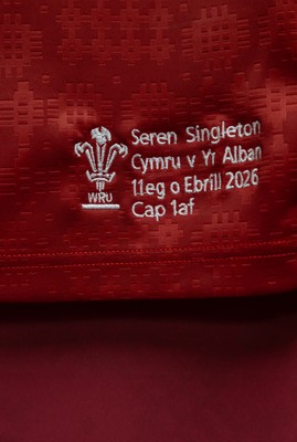 110426 - Wales v Scotland, Guinness Women’s 6 Nations - Seren Singleton’s Wales match jersey hangs in the changing room ahead of her debut