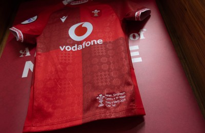 110426 - Wales v Scotland, Guinness Women’s 6 Nations - Seren Singleton’s Wales match jersey hangs in the changing room ahead of her debut