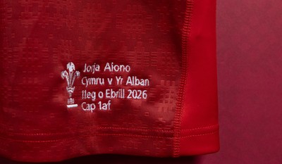 110426 - Wales v Scotland, Guinness Women’s 6 Nations - Jorja Aiono’s Wales match jersey hangs in the changing room ahead of her debut