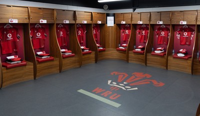 110426 - Wales v Scotland, Guinness Women’s 6 Nations - Wales match jerseys hangs in the changing room ahead of the match